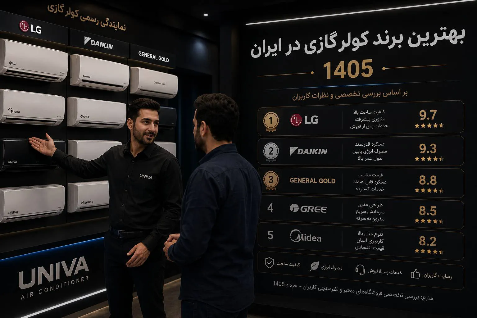 بهترین برند کولر گازی در ایران (1405)