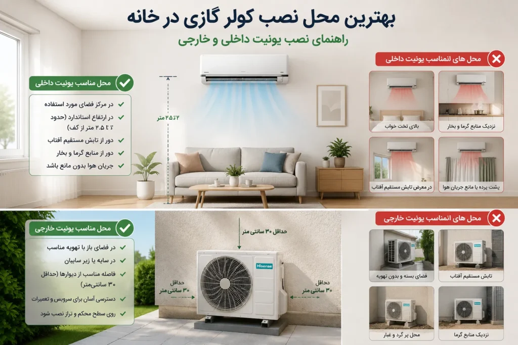 بهترین محل نصب کولر گازی در خانه